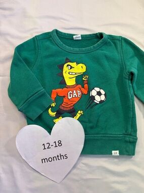 GAP Kids Green Dinosaur Soccer Sweatshirt